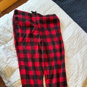 Holiday Time Red and Black Plaid Fleece Joggers